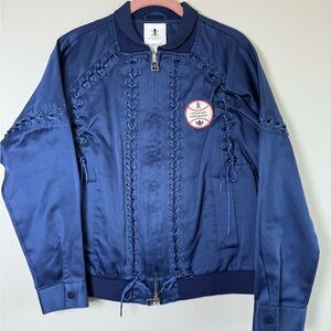 Opening Ceremony Navy Baseball Stitch, Jacket with Lace-Up Design